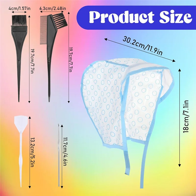 Hair Highlighting Caps, Highlight Cap With Hooks, Frosting Dye Kit, Bleach Cap Coloring, Highlighting Kit - Image 6