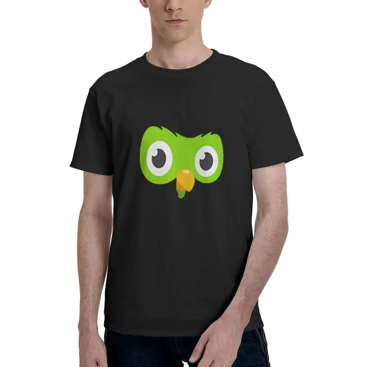 Duolingo Owl Duo 100% Cotton T-shirt Male Fashion T Shirts Men Round Neck Short Sleeve S-6XL