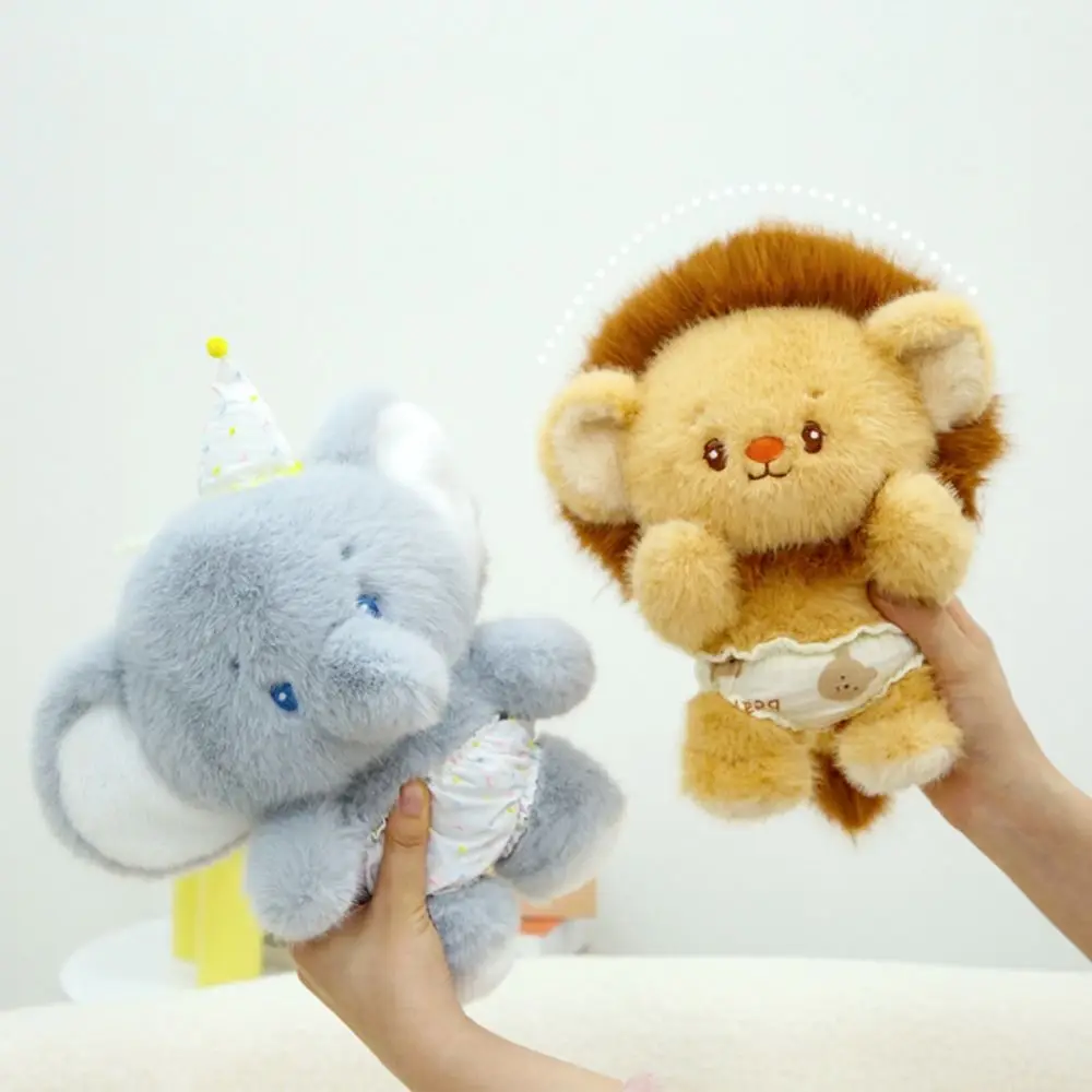 PP Cotton Soft Elephant Lion Plush Toy Interactive Stuffed Animals Kids Animal Plush Toys Collection Fluffy Soothing Hug Pillow