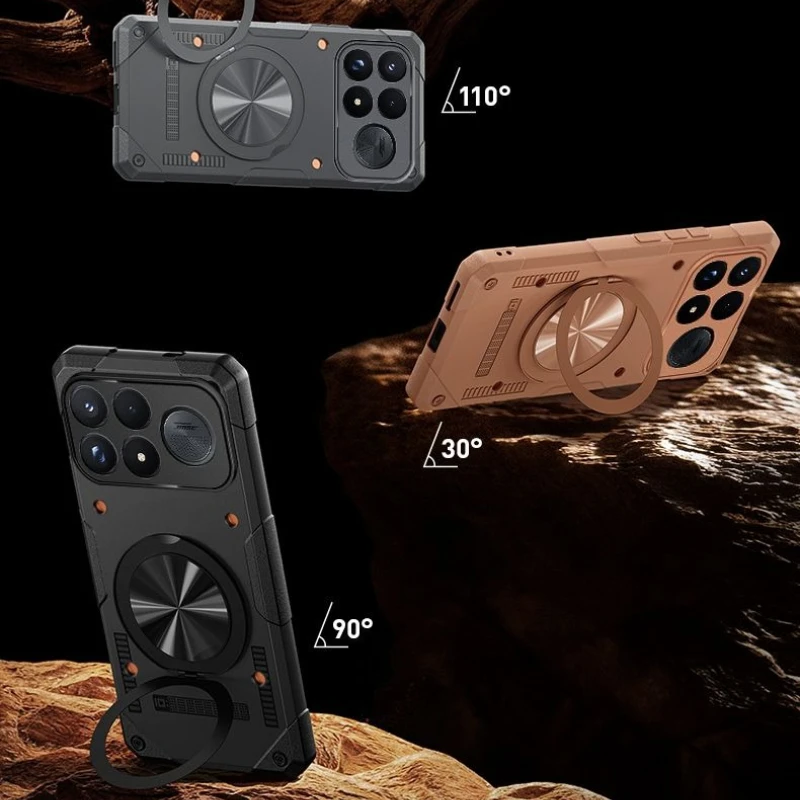 Etui do POCO F9 Pro F8 Ultra Proste Magnetyczne 360 °   Uchwyt z wbudowanym metalowym radiatorem, osłona telefonu, pancerne etui odporne na wstrząsy. — zdjęcie produktu 5