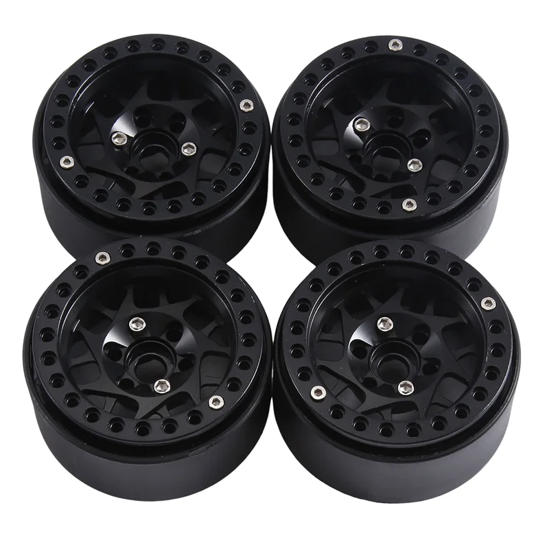 

Best 4PCS 1.9Inch Metal Beadlock Wheel Hub Rim For 1/10 RC Crawler Car TRX4 Axial SCX10 Redcat Gen8,Black 14 Replacement Parts