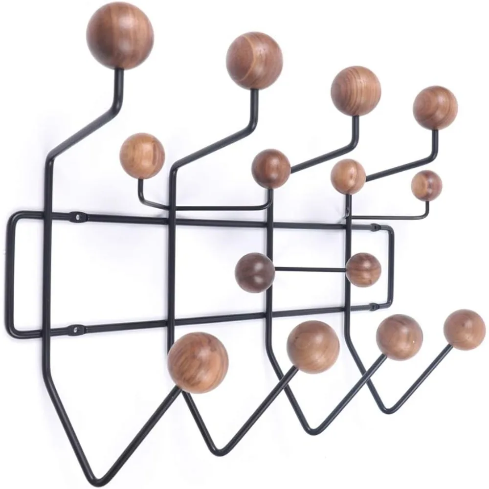 

Coat Hooks Hang it All Coat Rack Wall Mounted Coat Hooks with Solid Walnut Wooden Balls