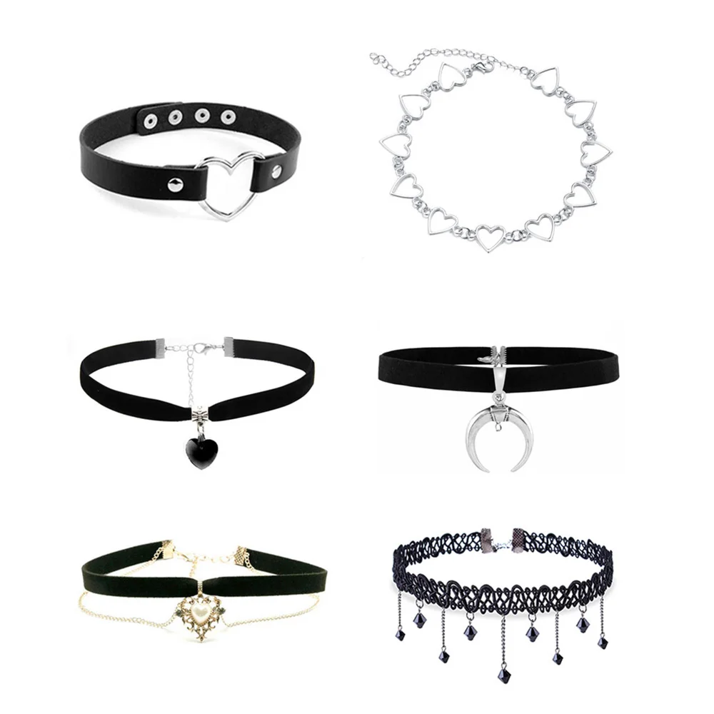 Vintage Black Velvet & Leather Gothic Choker Necklace - Image 6