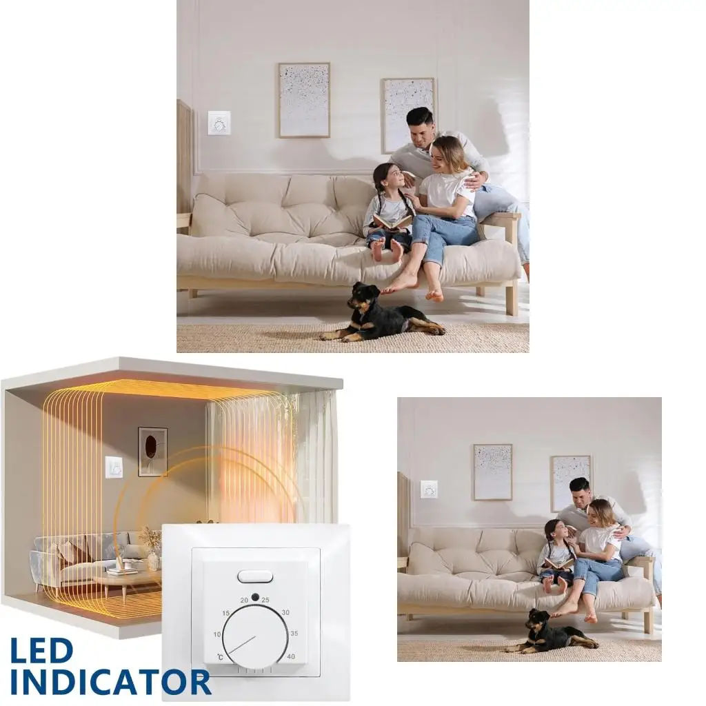  LED Indicators Floor Heating Thermostat Heating Systems 220VAC 16A Load External Sensors Cable Protecting