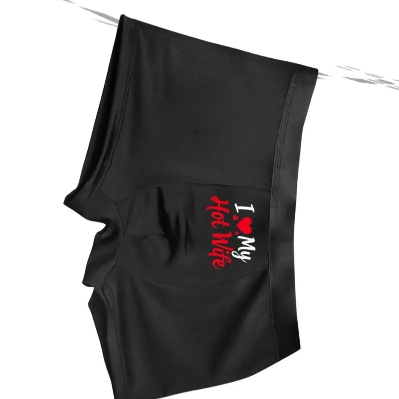 Herren-Unterhosen mit verspieltem Buchstaben-Print, Boxershorts, atmungsaktive Unterhosen mit „I LOVE My Hot Wife“-Prints, Boxershorts in Übergröße