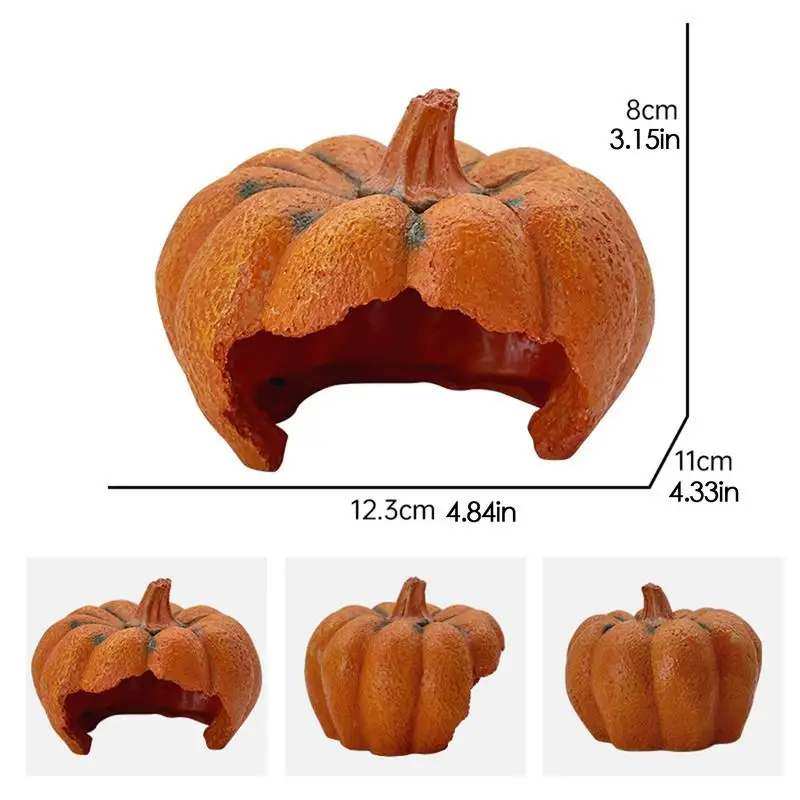 호박 어항 장식, 파충류 은신처 송진, 견고한 귀여운 숨기기 동굴 서식지, 어항 장식 피규어