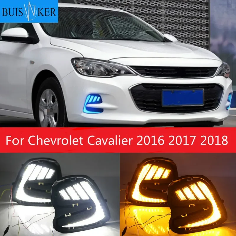 2 sztuk LED DRL dla Chevrolet Cavalier 2016 2017 2018 światła do jazdy dziennej kierunkowskaz osłona lampy przeciwmgielnej