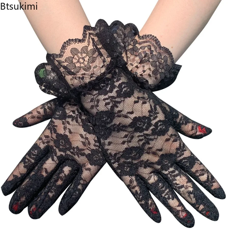 

Sexy Lace Gloves Classic Black Sheer Gloves Opera Party Dinner Fancy Costume Accessories Vintage Mesh Gloves for Adult and Child