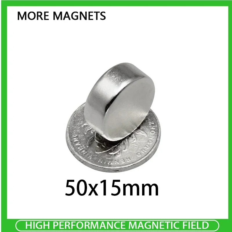 1PC N35 Magnet Strong Round Magnet 50mm x 15mm Permanent Fridge Electromagnet Rare Earth Magnetic Sheet Disc 50x15mm