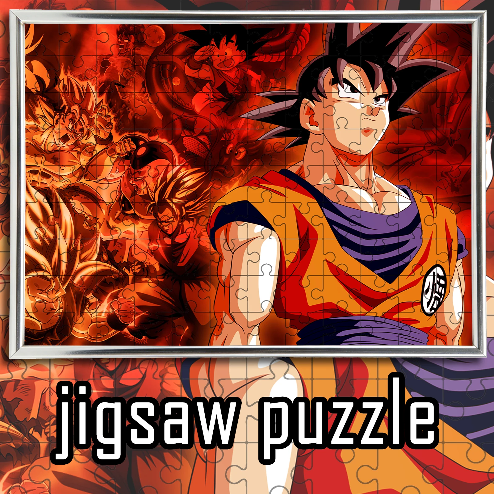 

Vibrant Red Tone Dragon Ball Goku Battle Forms Puzzle 108-1000pcs Wooden Home Decor