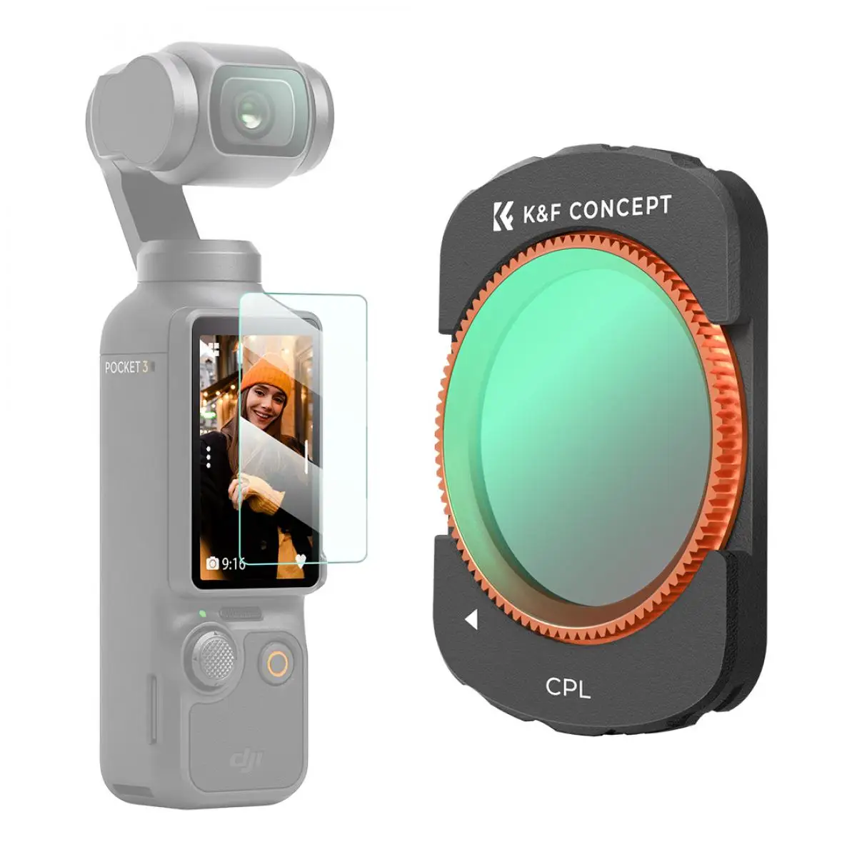Filtr CPL K&F Concept do DJI OSMO Pocket 4 OSMO Pocket 3, filtr polaryzacyjny do kamery sportowej, filtr z powłoką wielowarstwową