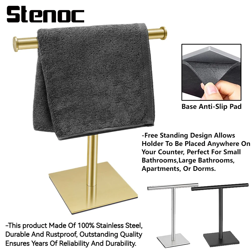 

No-Installation Movable Free-Standing Hand Towel Holder Standing Tree Rack 304 Bath Towel Stand Bathroom Towel Hanger Countertop