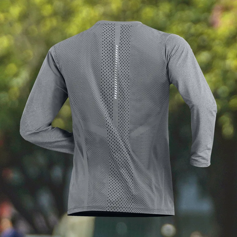 Spring Men Running Quick Drying T-shirts Breathable Hiking Fishing Tees Soft Elasticity Outdoor Sports Shirt Summer Students