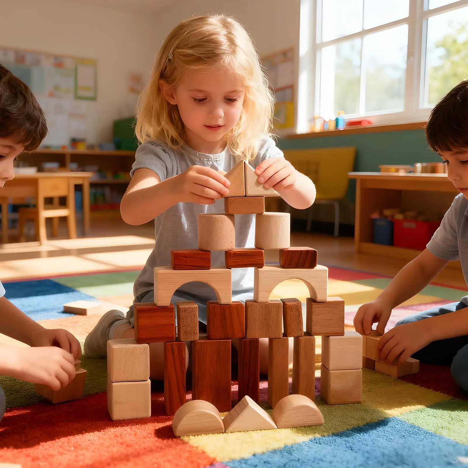 Grands blocs en bois, jouet d'apprentissage éducatif pour enfants en bas âge, bloc en bois naturel, jouet d'apprentissage pour jeux préscolaires, jeu pour bébé