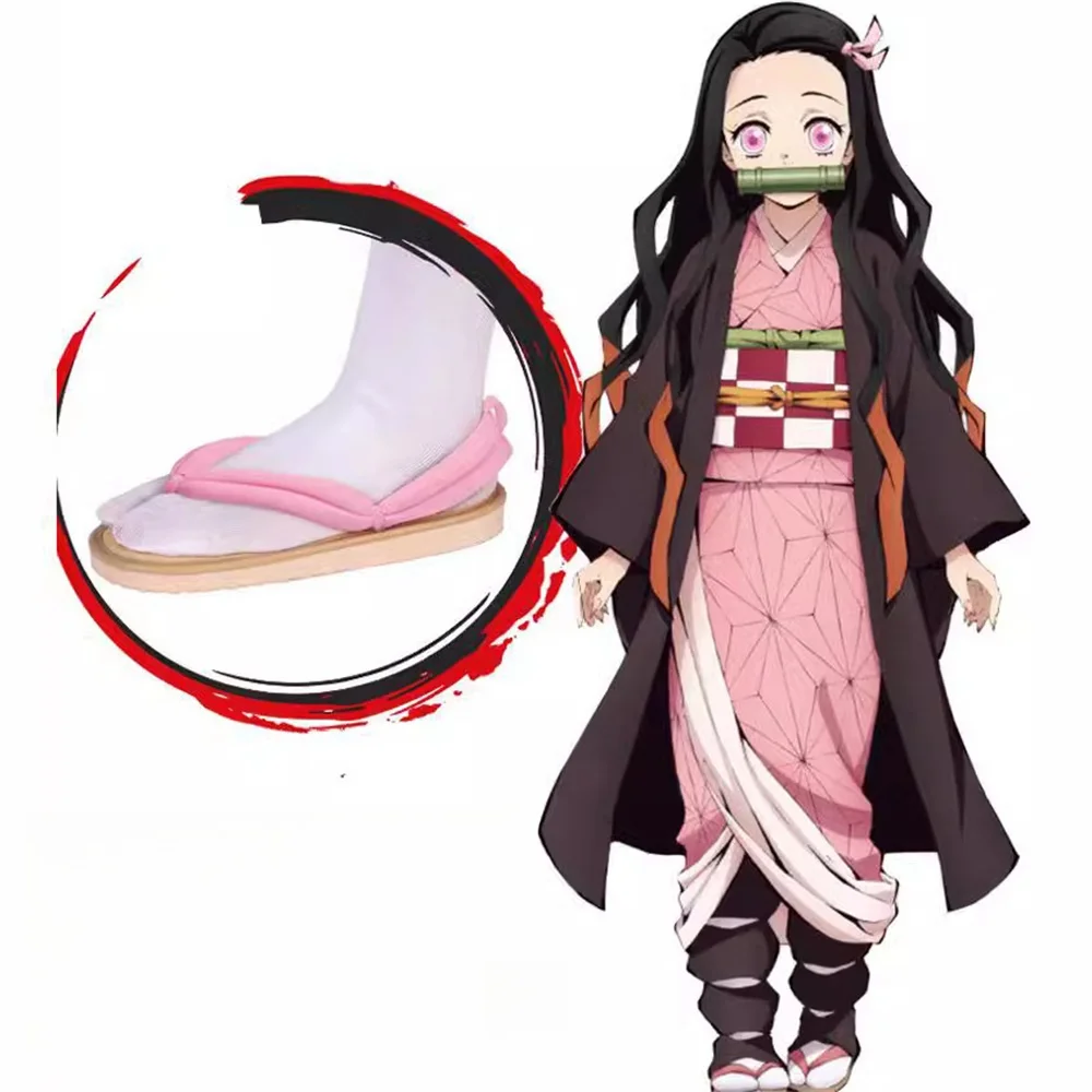 Zapatos de Cosplay Kamado Tanjirou, zuecos, sandalias, chanclas de Anime, Kamado Nezuko Geta Kochou Shinobu