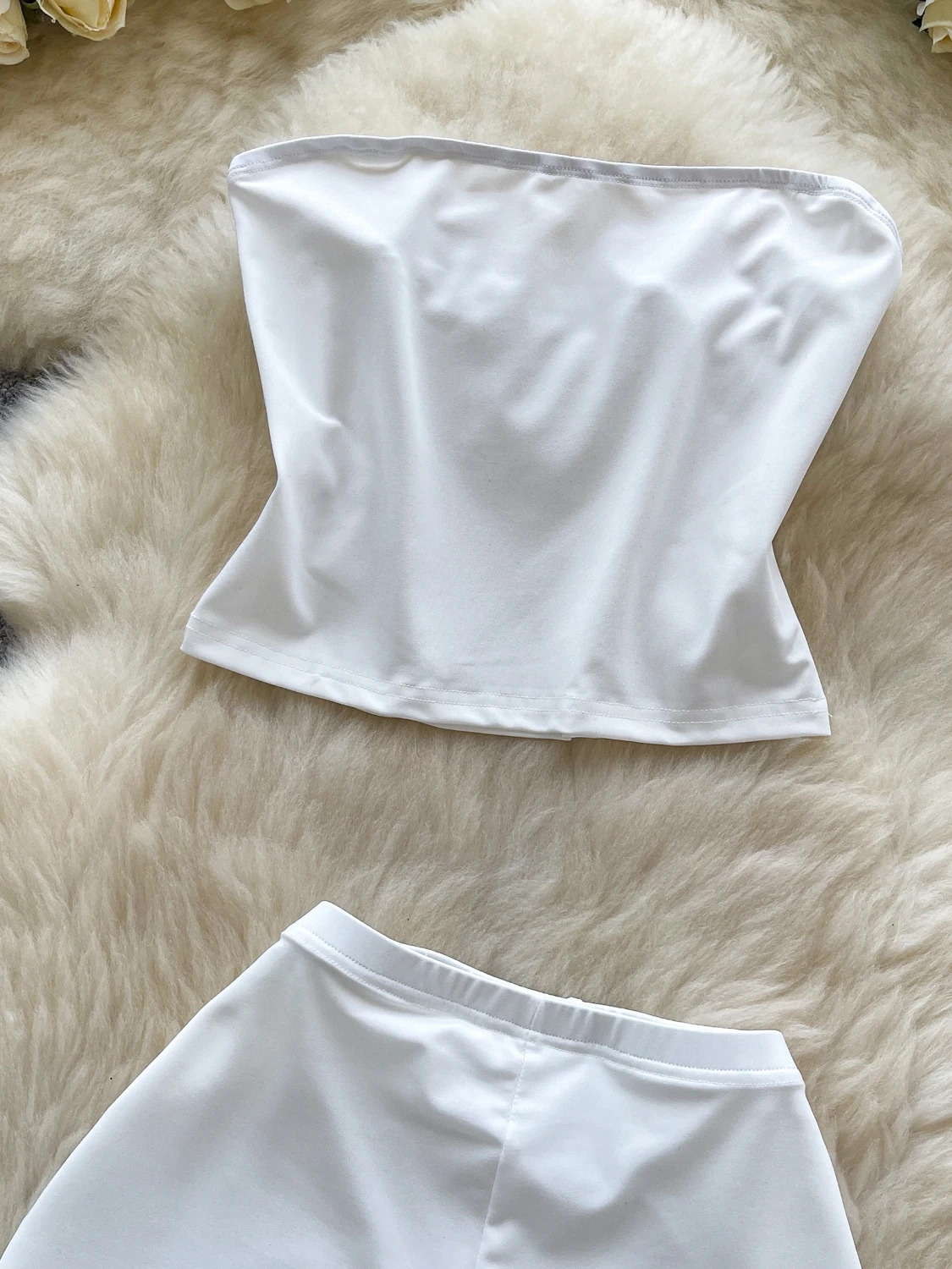 طقم نسائي مثير من قطعتين للتنحيف، موضة صيفية بدون أكمام، توب أنبوبي وبنطلون عالي الخصر، أسلوب كاجوال للتنقل اليومي #5