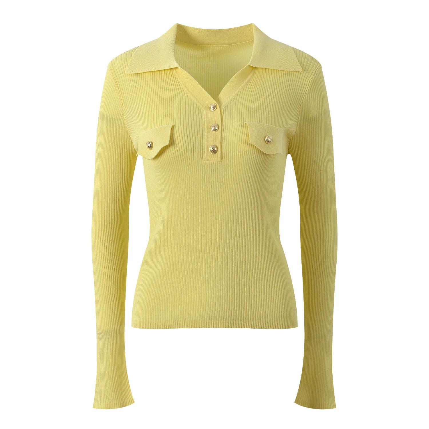 

Длинный вязаный свитер Slim Fit, металлический синий отложной воротник, маленький топы с рукавами для женщин, ультратонкая летняя одежда