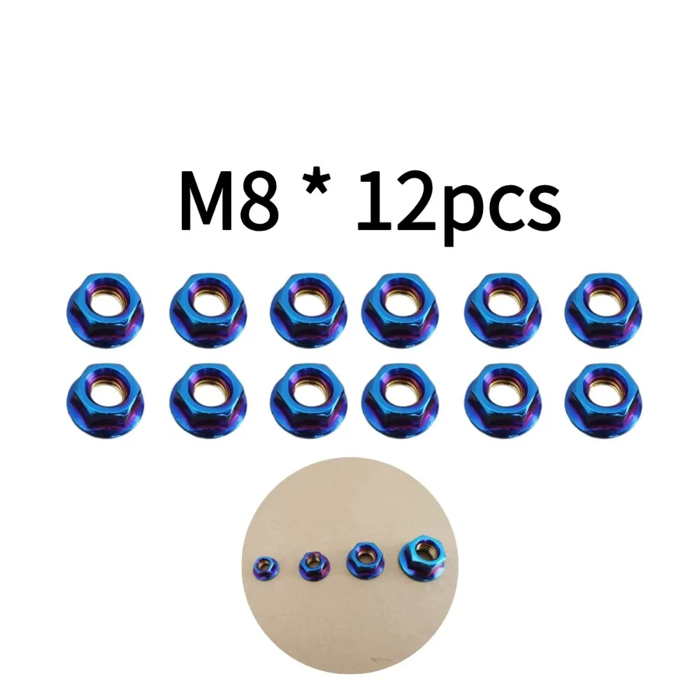 Upgrade Accessories M5 M6 M8 M10 Stainless Steel Hex Nuts Flange Thread Blue Flange Locking Nuts Flange Hex Nuts Motorcycle