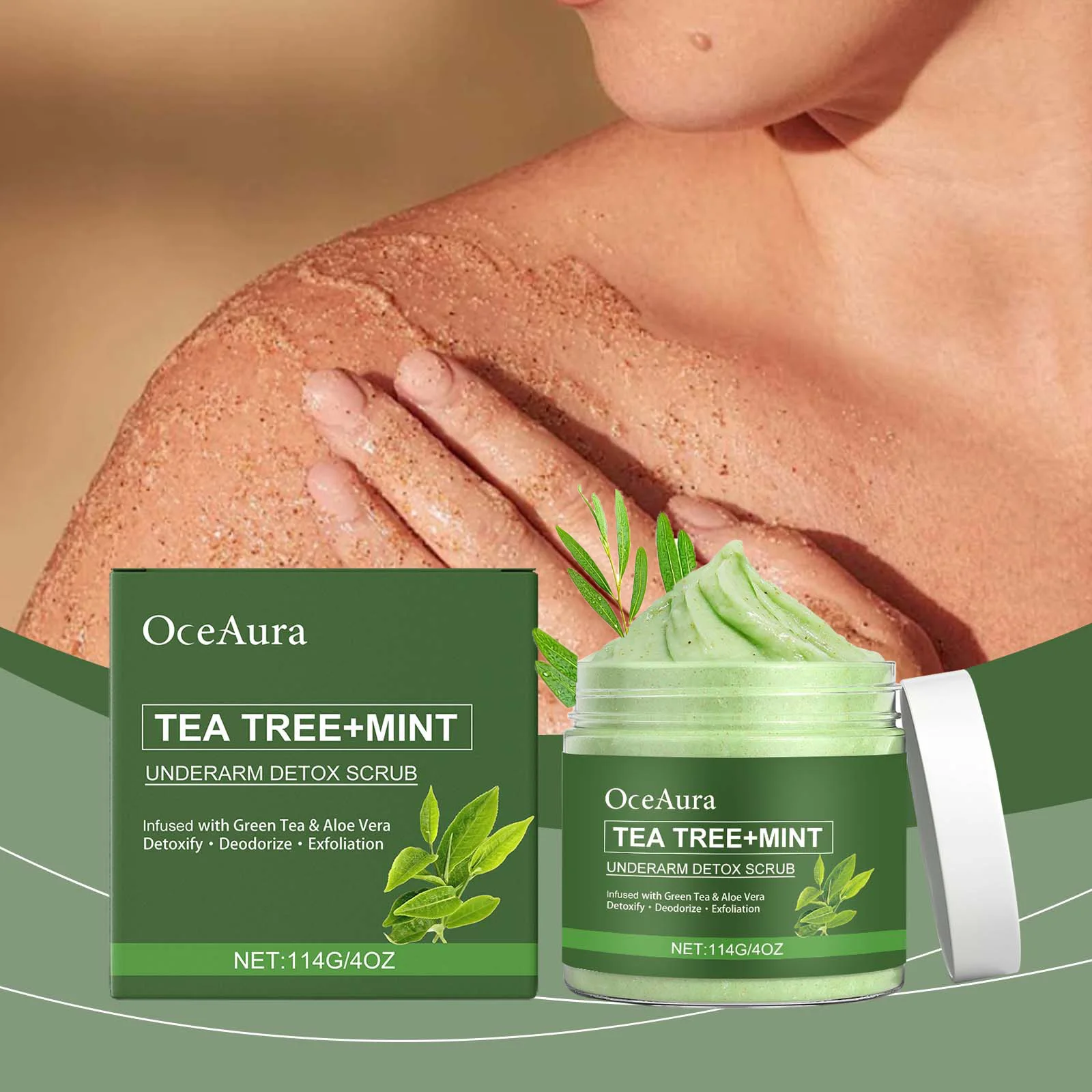 Gel exfoliante de limpieza corporal de menta y té verde, exfoliante suave, producto para eliminar la piel muerta, suavizante, cuidado de la piel, exfoliante de limpieza profunda hidratante, 114g