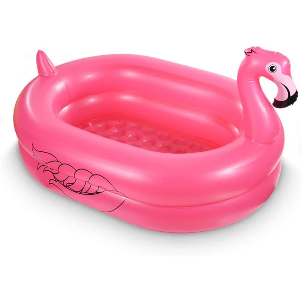 

Kiddie Pool, Inflatable Pool, Flamingo Swimming Pool with Inflatable Soft Floor for Outdoor, Indoor, Backyard (60 in)