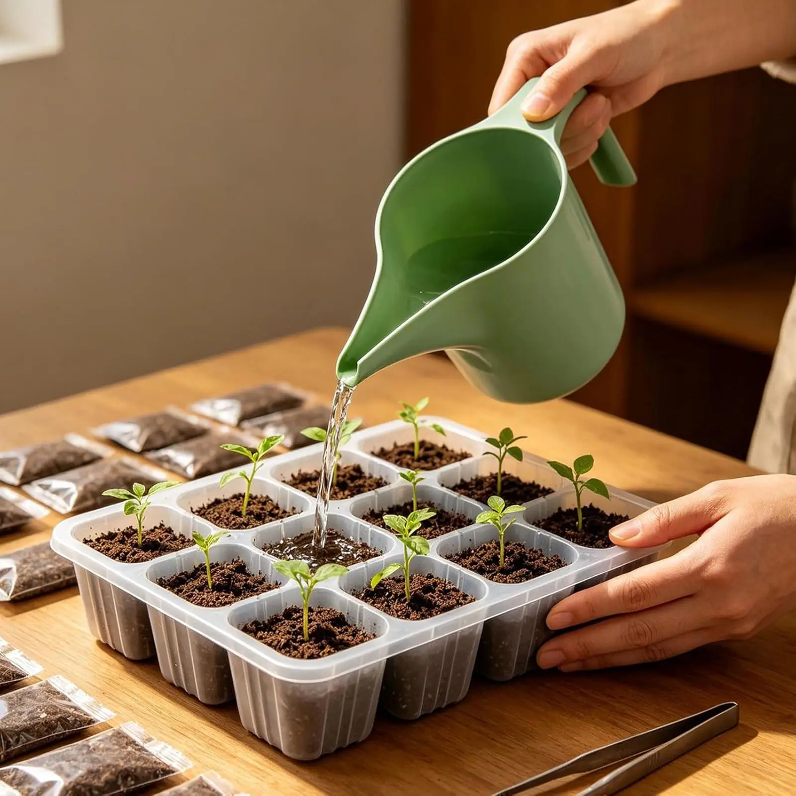 Long Spout Watering Can 1L Portable Irrigation Bucket For House Potted Floral Outside Yard Backyard Lawn Plant Watering Tool