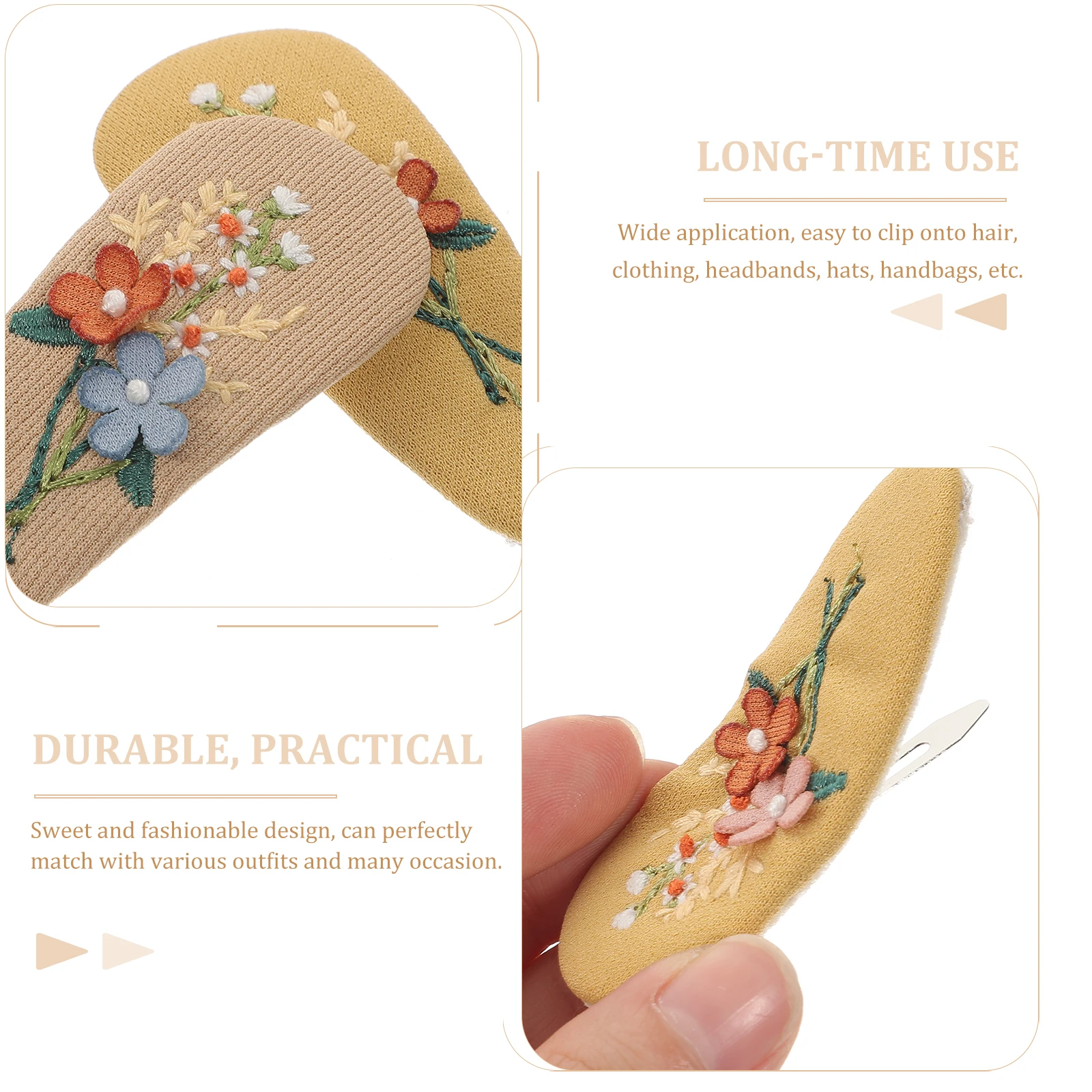 

2 Pairs Cute Hair Pins Vintage Hairpin Little Accessories Barrettes Snap Clips