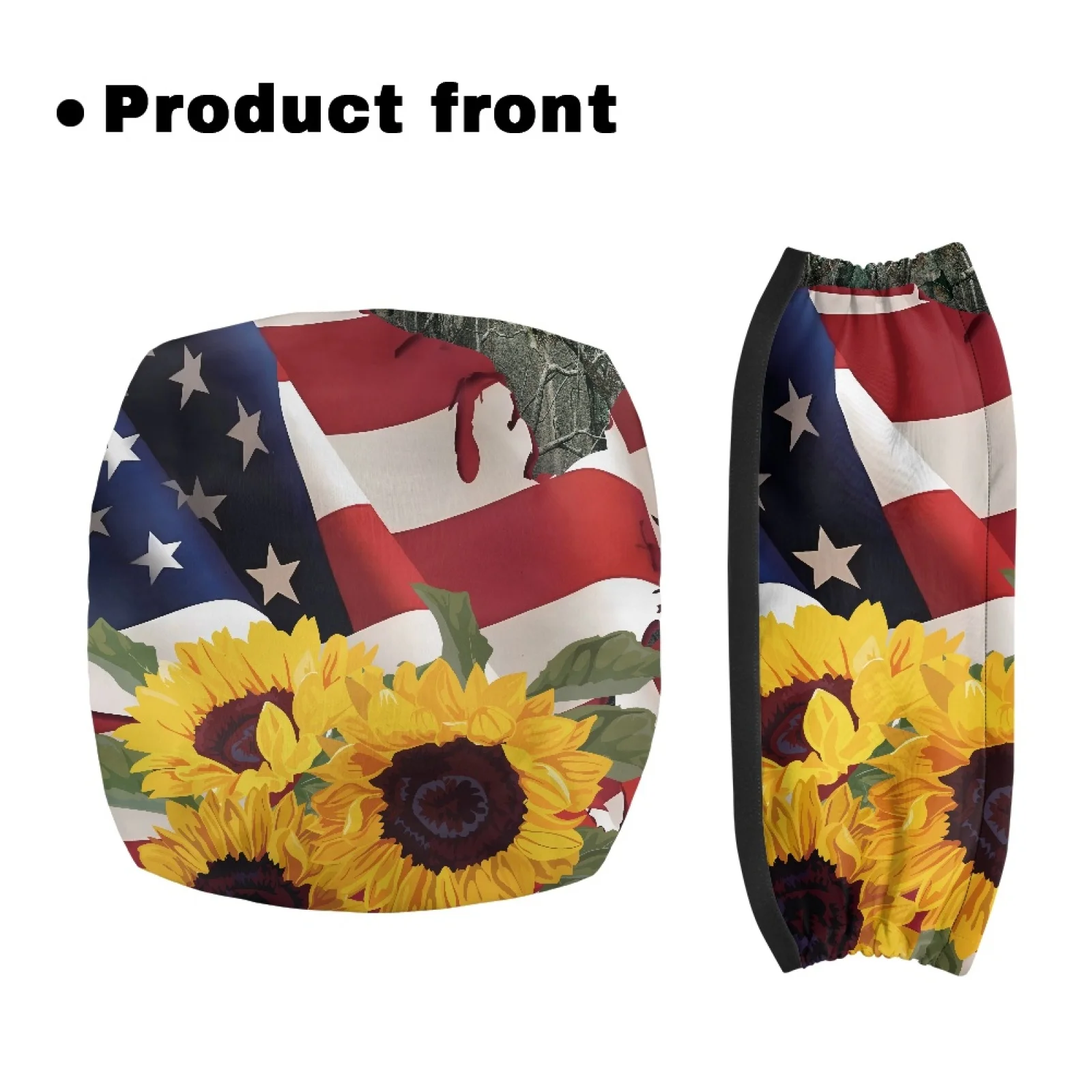 Coloranimal Sunflower American Flag Print 2 Pieces Rollator Walker Seat Cushion Cover Durable Walker Seat Covers for Friends