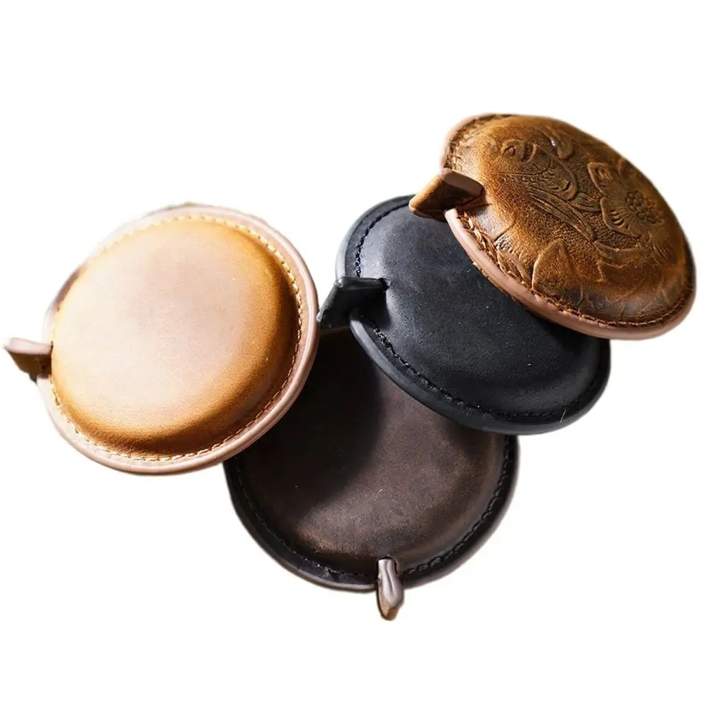 Soft Genuine Leather Roll Tape Measure Vintage Handmade Sewing Tools Portable Retractable Ruler Tool Women