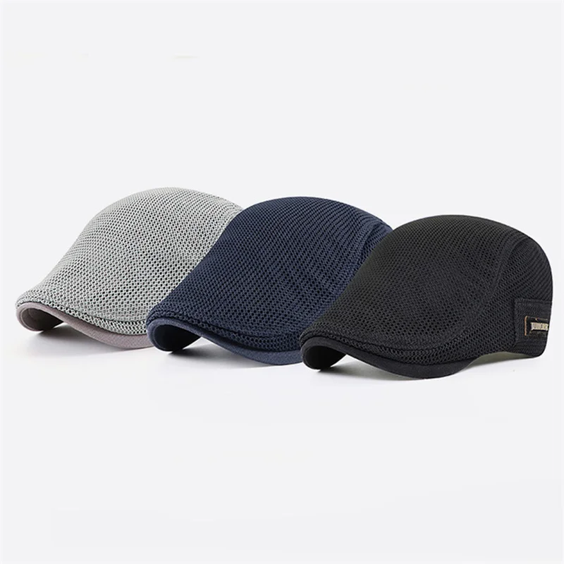 Breathable Mesh Hollow Berets Hat For Men Convenient Spring Summer Beret Quick-drying Newsboy Cap Retro Sun Hats Painter Caps