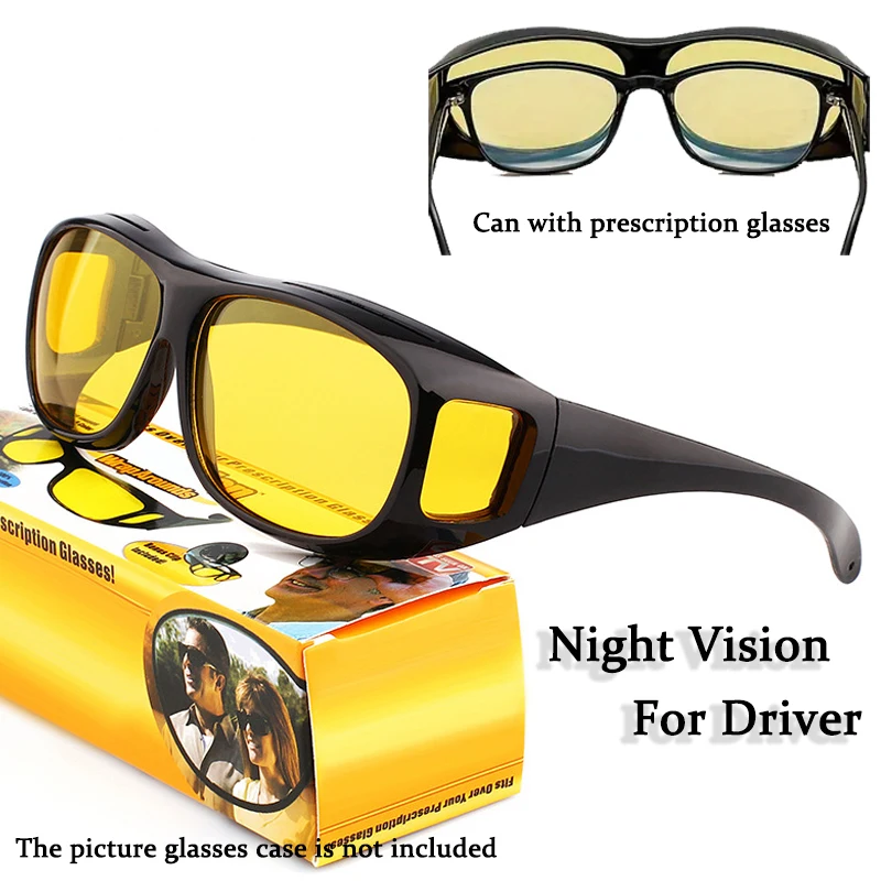 Night Vision Glasses For Women Men Outdoor Sports Oversized Driver Anti-Glare For Night Driving Can With Prescription Glasses