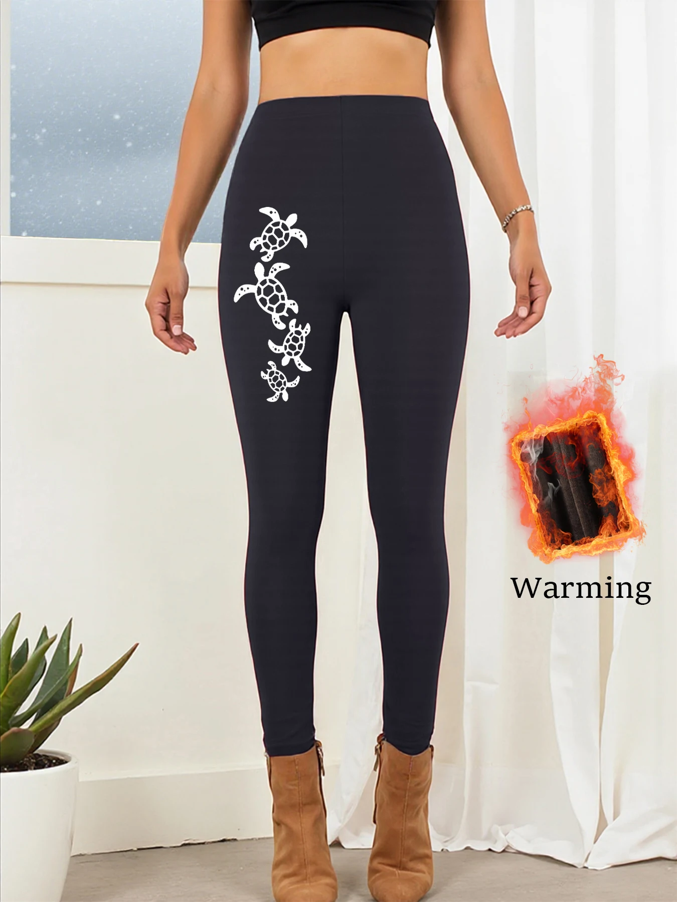 Tartaruga Nuoto Stampa ordinata Pantaloni lunghi Moda femminile Leggings alti elastici Caldi nuovi vestiti Collant per il sollevamento dell'anca All-Match