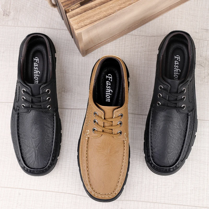 

Classic Brand Men's Sports Leisure Shoes Thick Soled Wear-resistant Outdoor Camping Hiking Shoes Men's Genuine Leather Shoes