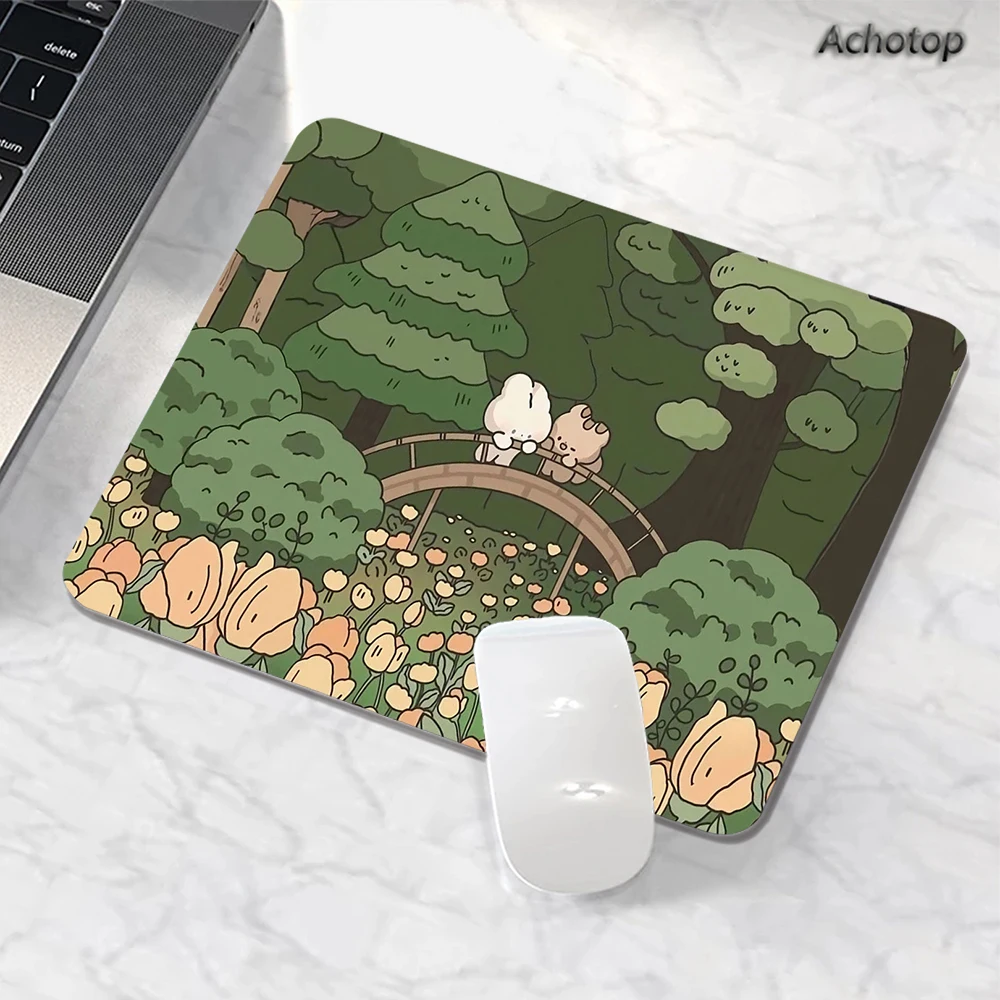 Xs kawaii bonito planta mouse pad escritório mousepad tapete de mesa flor acessórios de jogos almofadas de teclado pequenos tapetes de borracha