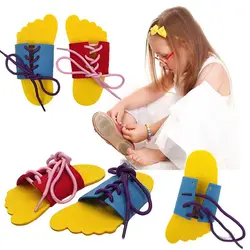 2Pcs Non Woven Slippers Shoe Accessories for Kids Learn To Lace Tie Shoes Practice Threading Toy