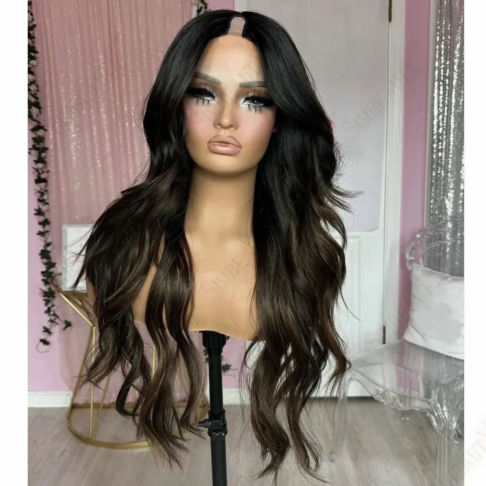 

Natural Wave 100% Remy Human Hair V Part Wigs Ash Brown Hightlight Adjustable Glueless 1*4 Size U Part Wig Human Hair for Women