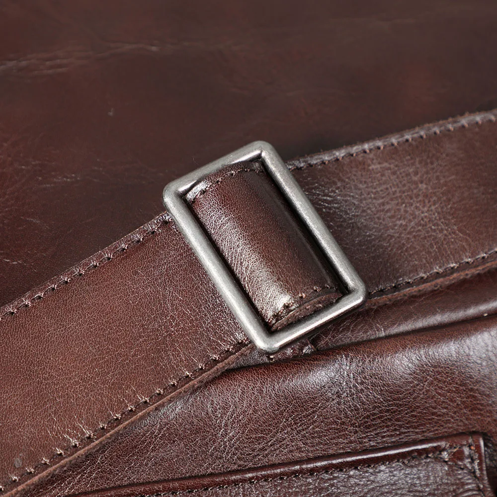 Lässiger Herrenrucksack aus echtem Leder, Laptoptasche für Herren, Reisetasche, Obermaterial aus Rindsleder, modischer Herrenrucksack im Preppy-Stil – Detail 33