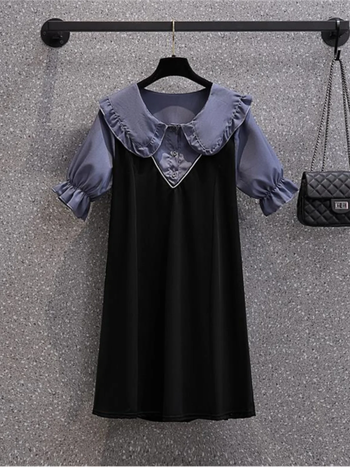 

Модное свободное платье миди для женщин, летнее, новое, с воротником-стойкой, больших размеров, в корейском стиле, А-силуэт, повседневная одежда