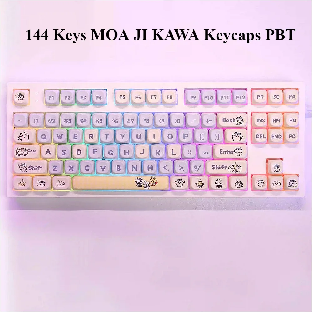 144-Key MOA Geekawa, Keycap PBT for Mx Cherry Gateron Switch Mechanical Keyboard Kit