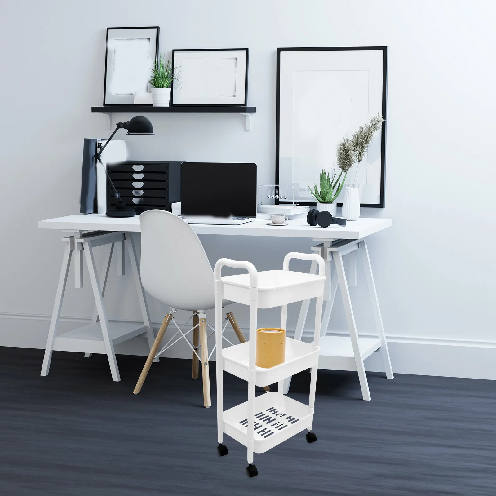 

Multi-Layer Rolling Utility Cart Portable PP Material Narrow Storage Shelf Kitchen Bathroom Mobile Organizer Trolley
