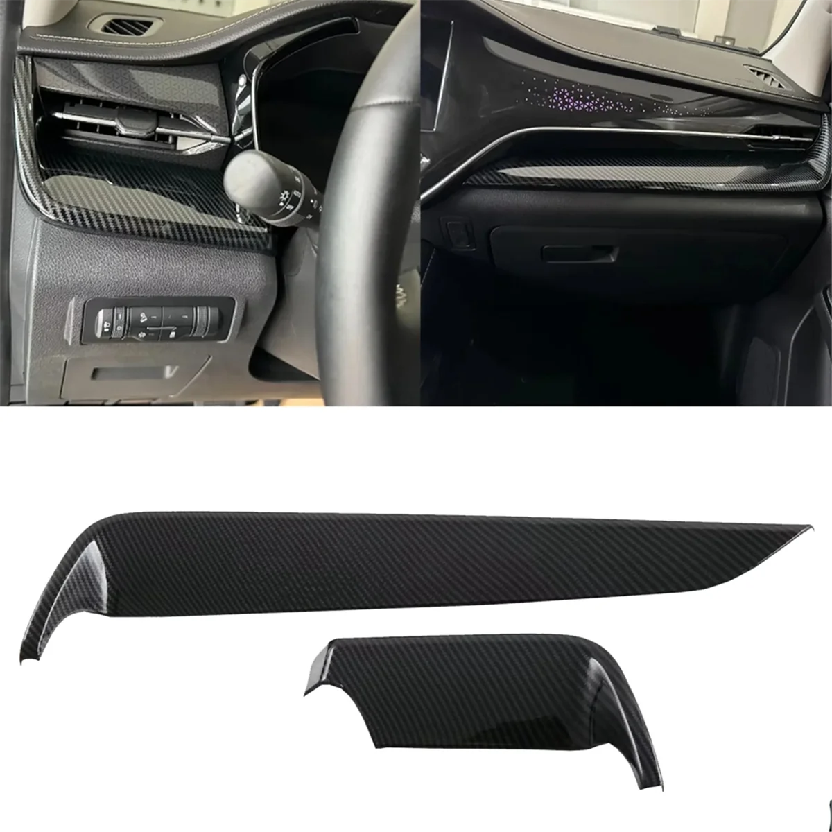 For Isuzu D-MAX 2023 2024 LHD ABS Carbon Fiber Center Console Dashboard Strip Cover Trim Car Interior Accessories