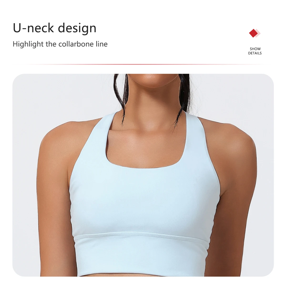 Hearuisavy Sommer-Laufsportweste mit gepolstertem BH, ECO Gym Push-Up-Yoga-Top für Damen, überkreuzter Rücken, U-Ausschnitt, Fitness-Unterwäsche – Detail 5