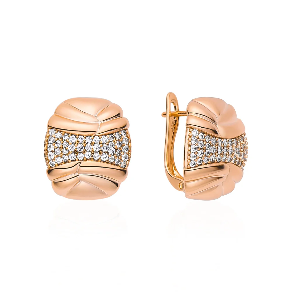 Dckazz Classic Retro Geometric 585 Rose Gold Color Earring Inlay Natural Zircon for Woman Engagement Banquet Jewelry Gift