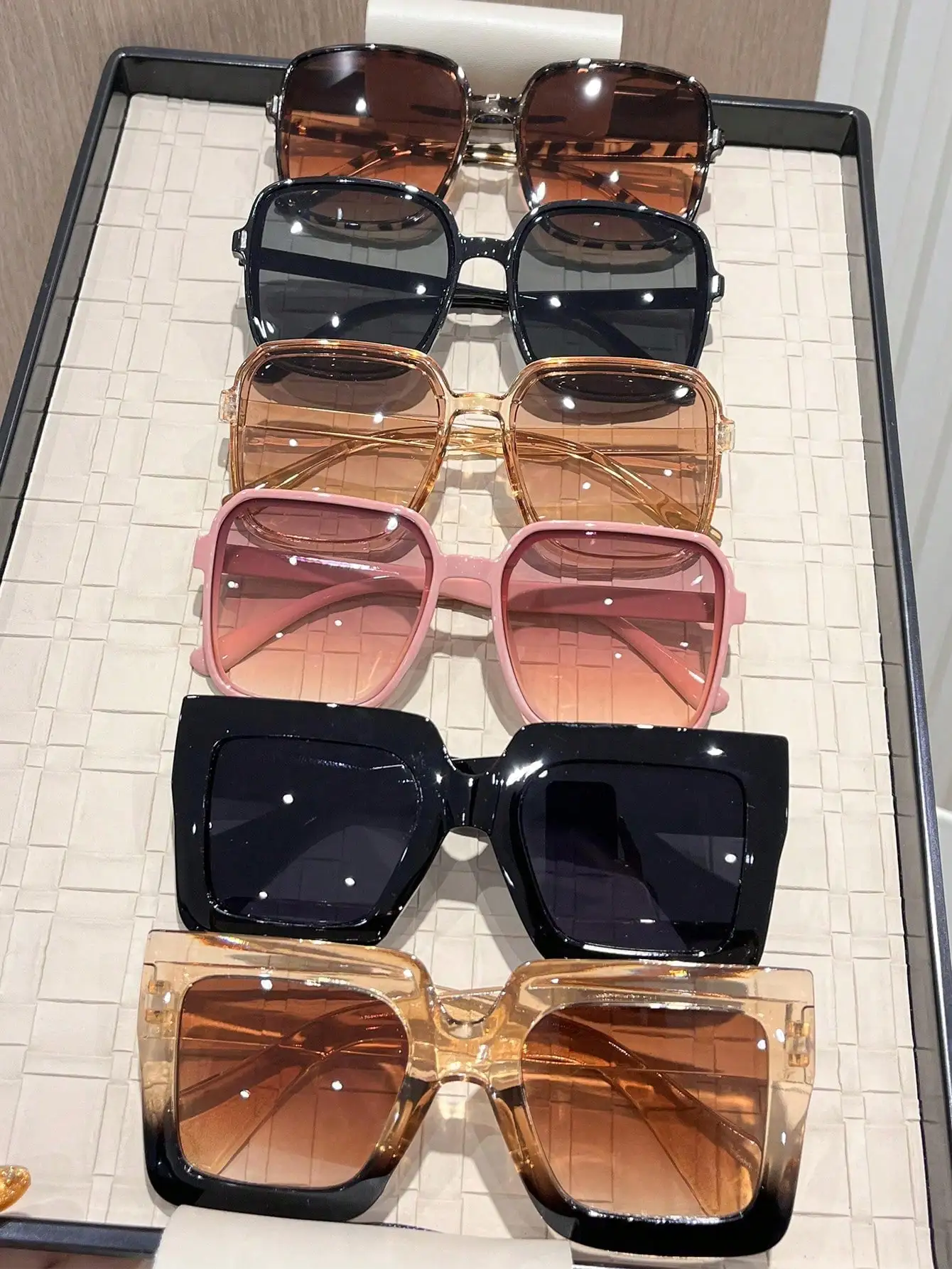 Lunettes de soleil à monture complète géométrique, 6 pièces, à tons doux, pour fête, festival de musique et vacances à la plage