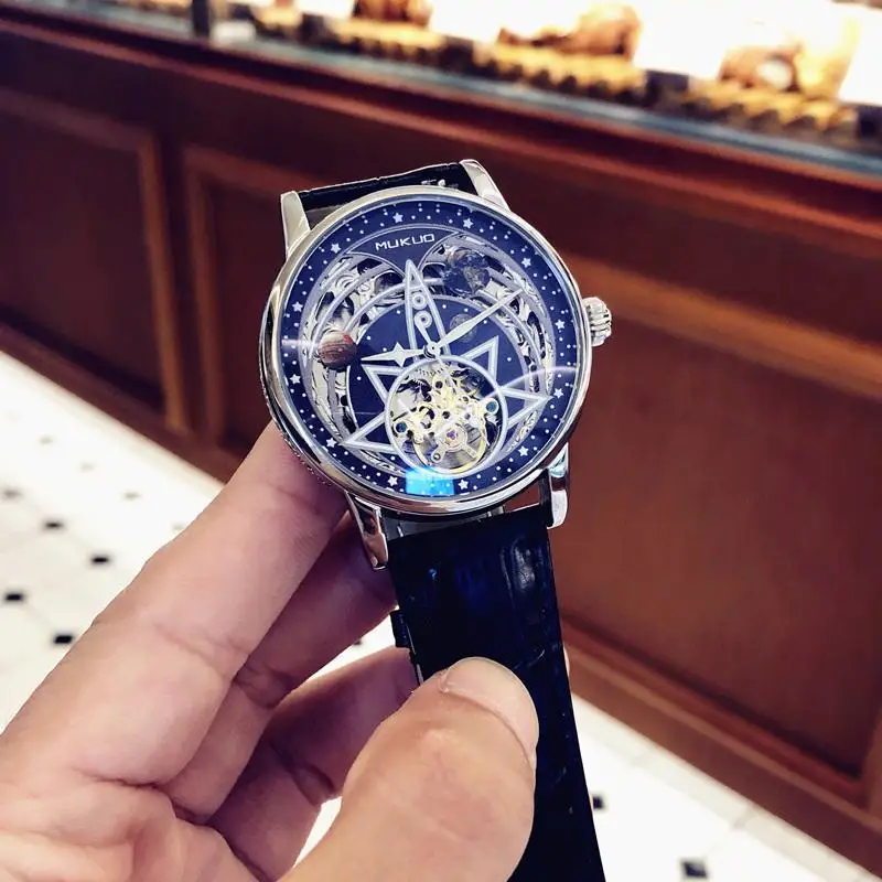 2025 relógio mecânico turbilhão totalmente automático masculino tridimensional oco moda luminosa