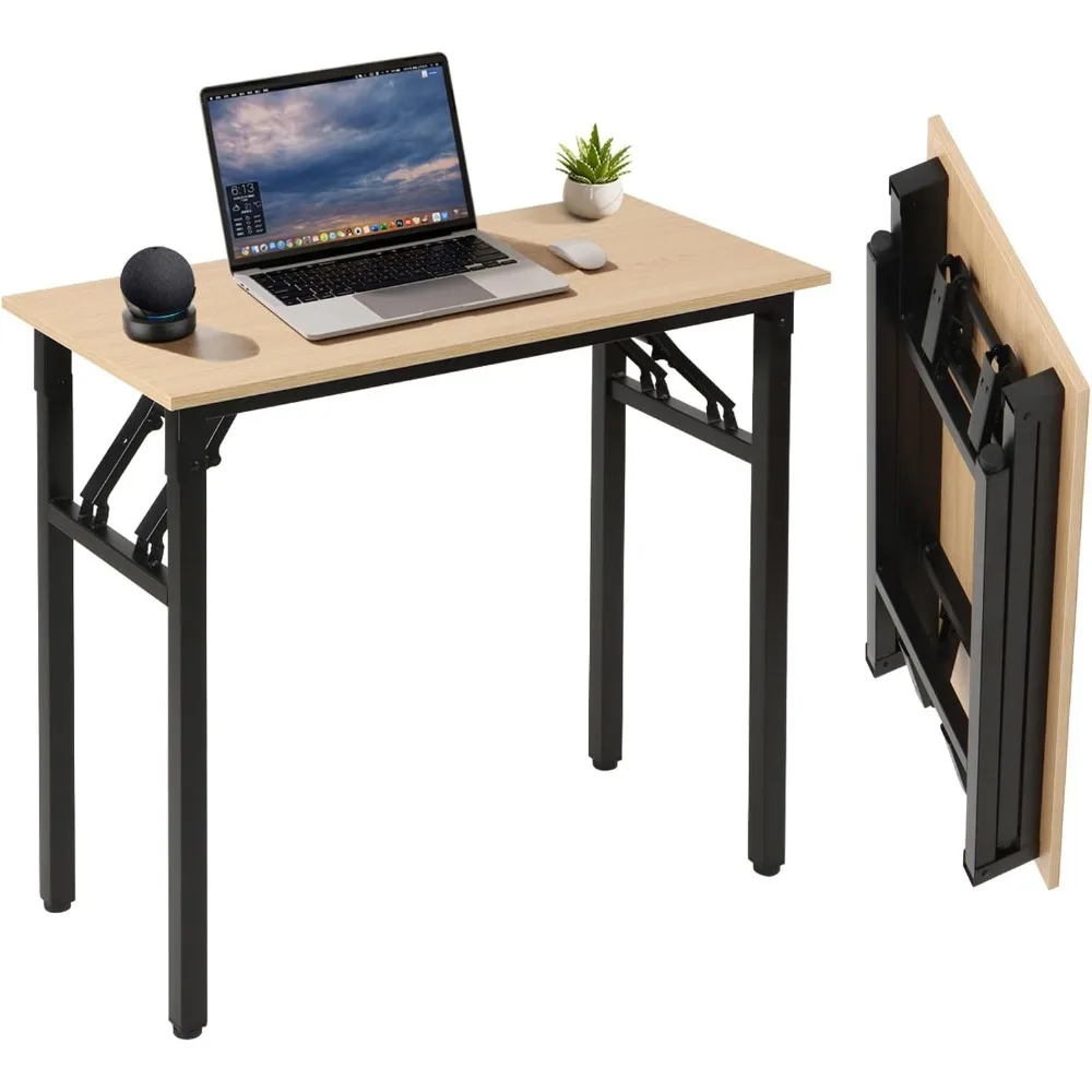 Small Foldable Computer Desk, 31.5 inch Small Folding Home Office Desk for Small Spaces, Modern Simple Style