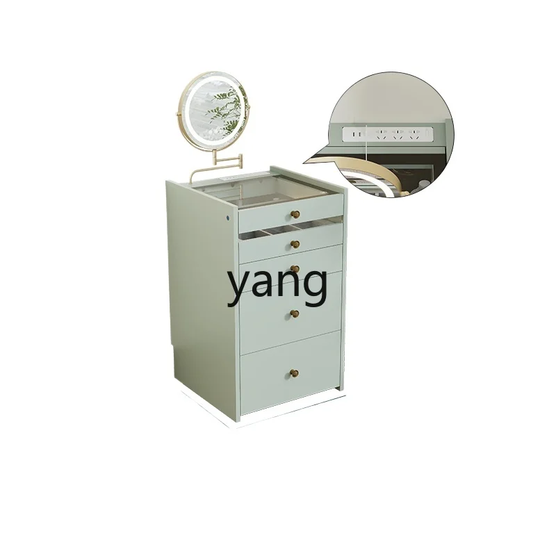 LMGreen Chest of Drawers Dressing Table Integrated Glass Table Jewelry Cabinet Luminous Mirror Makeup Table