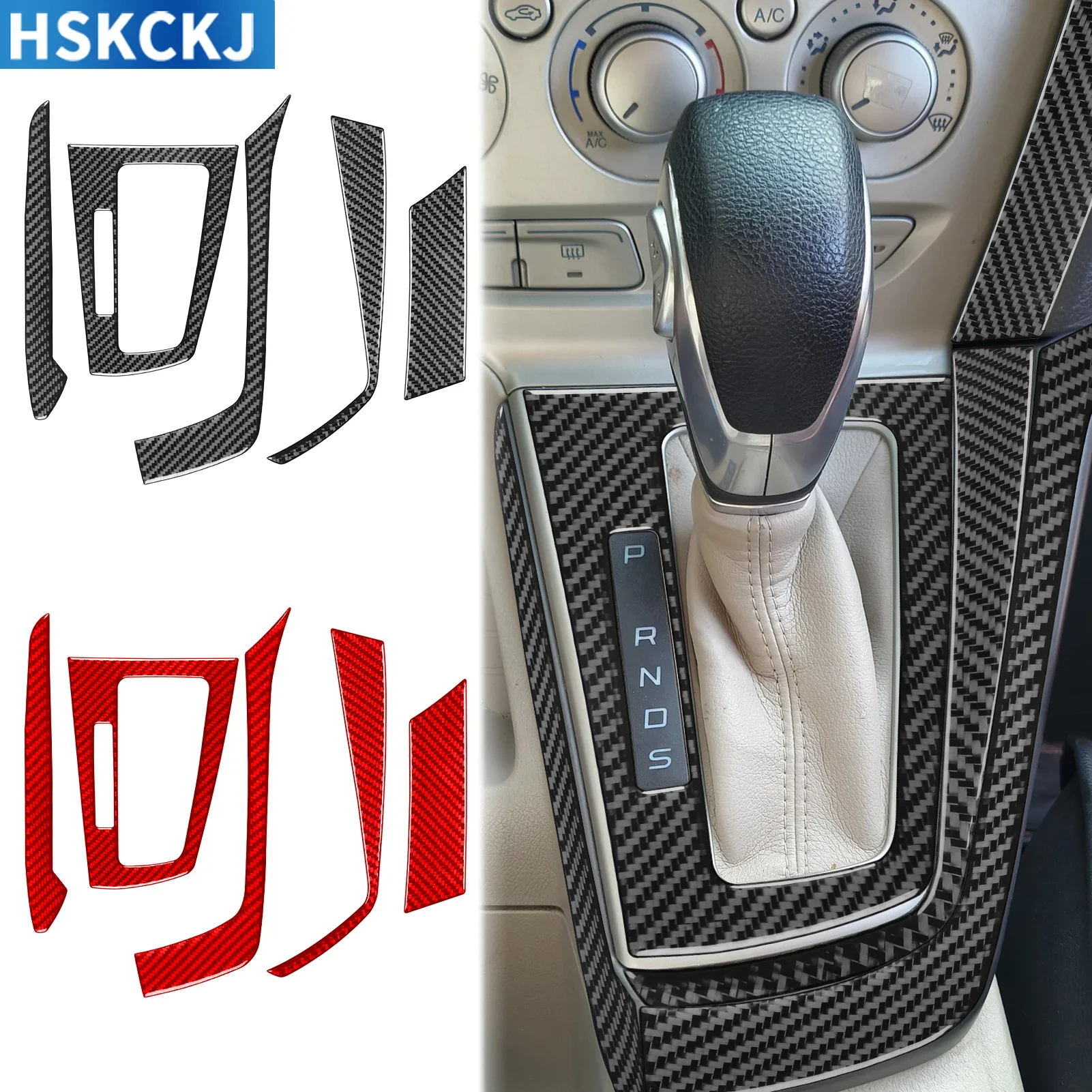 

For Ford Focus 2012—2014 Carbon Fiber Car Accessories Gear Shift Box Panel Cover Trim Sticker Full Set Interior Modification