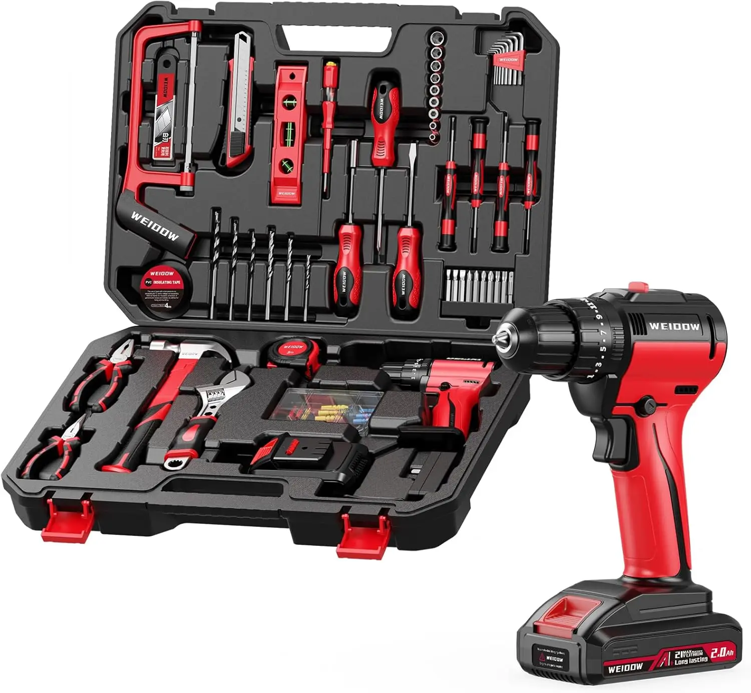 Cordless Drill and Tool Kit 21V Electric Power Drill Set Comprehensive Home Improvement and DIY Tool Set with Cordless Drill