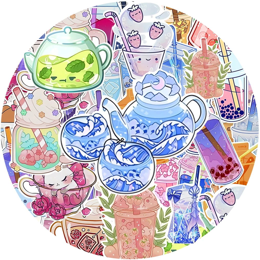 

10/30/50pcs Ins Style Cute Drink Cup Aesthetic Stickers Cartoon Creative Decals Water Bottle Luggage Phone Graffiti Sticker Pack