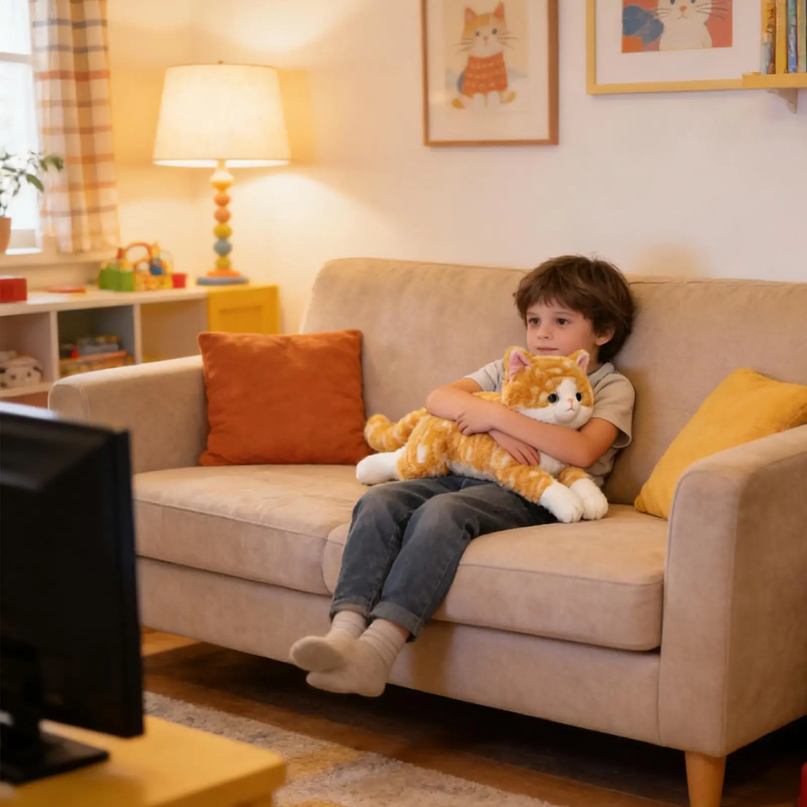 19.6インチの寝そべり姿勢のぬいぐるみ猫、抱き枕、リアルな寝そべり姿勢の子猫のぬいぐるみ、子供、女の子、誕生日、大人のストレス解消に